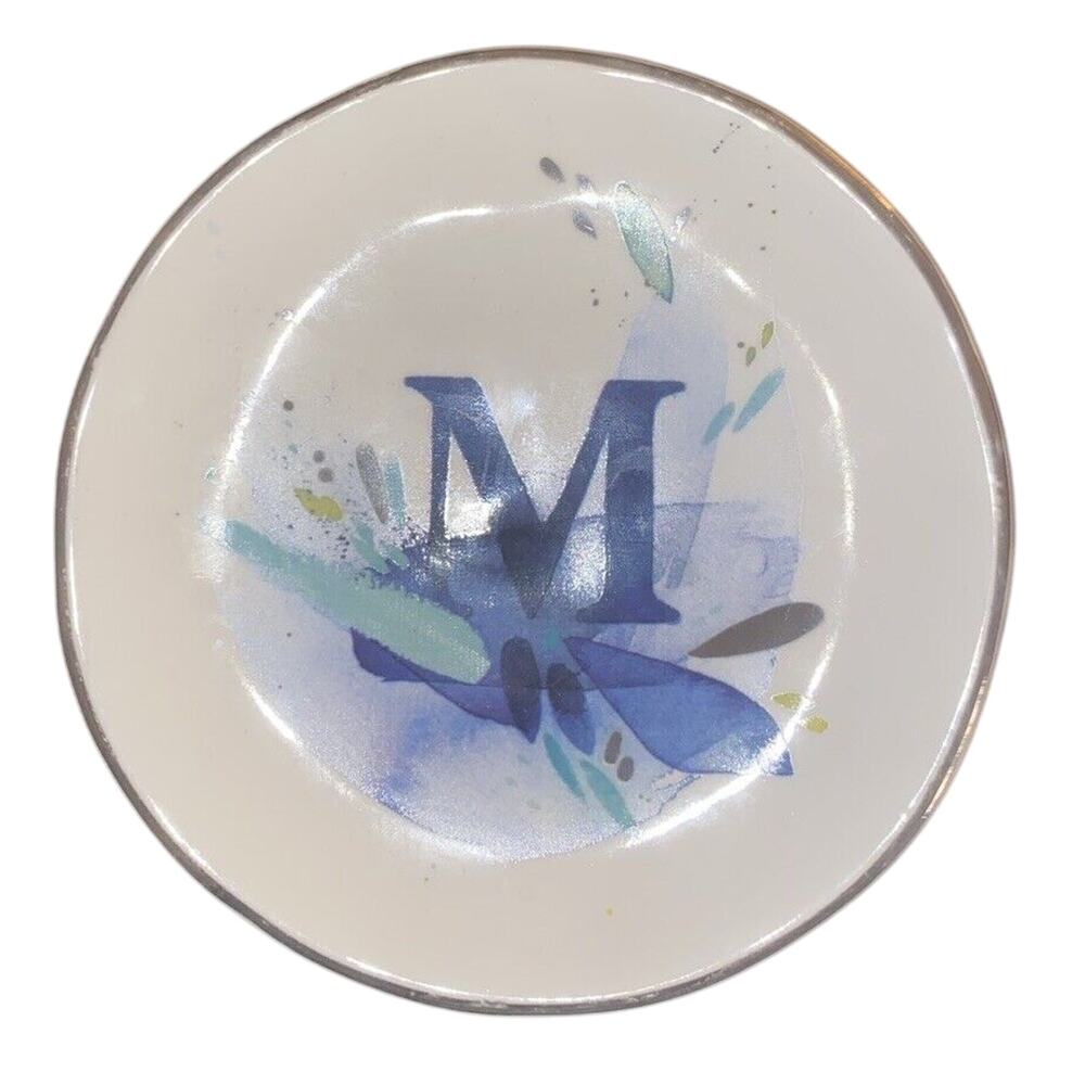 Anthropologie, Monogrammed, Letter "M” Trinket Dish Signed Emily Jeffords "4.75"